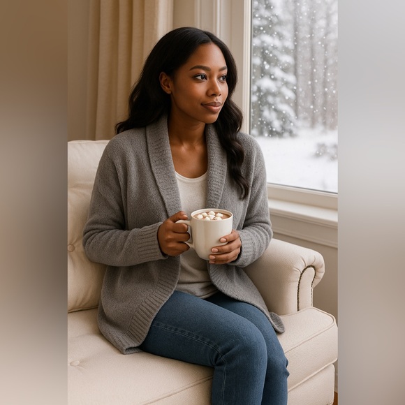 UGG Gray Cozy Open Front Knit Cardigan XS Soft Lounge Sweater - Picture 5 of 13